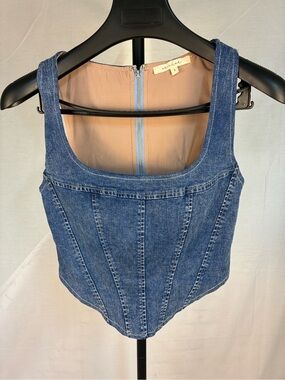 Et Clet Denim Corset Crop Top S